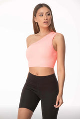 Αθλητικό Μπουστάκι Απαλό Ροζ με έναν Ώμο Superstacy