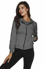 Bodymove Γυναικεία Ζακέτα Φούτερ με Κουκούλα Ανθρακί