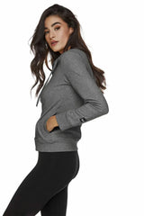 Bodymove Γυναικεία Ζακέτα Φούτερ με Κουκούλα Ανθρακί
