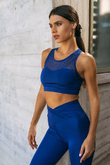 Mad Factory Crop Top Γυναικείο με Δίχτυ Blue Royal