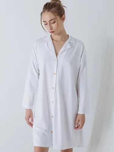 Long-sleeved Nightgown White Oratia Organic Underwear