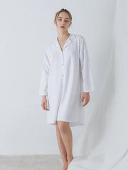 Long-sleeved Nightgown White Oratia Organic Underwear