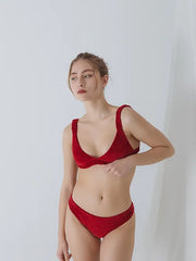Triangle Velvet Top Red Oratia Organic Underwear