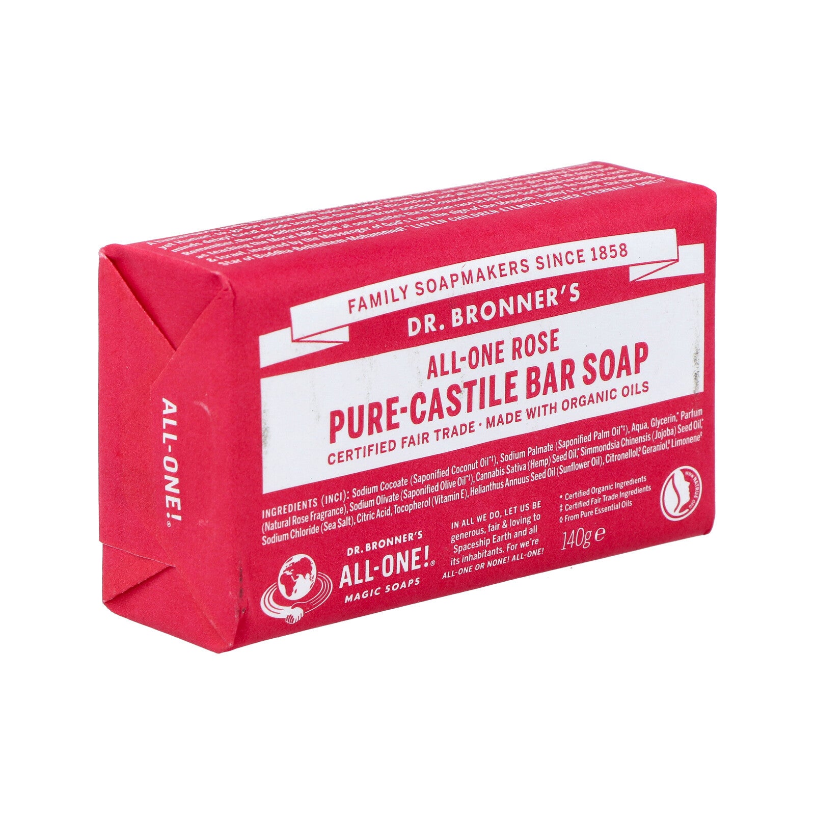 Μπάρα Σαπουνιού Τριαντάφυλλο 140gr Dr.Bronner's