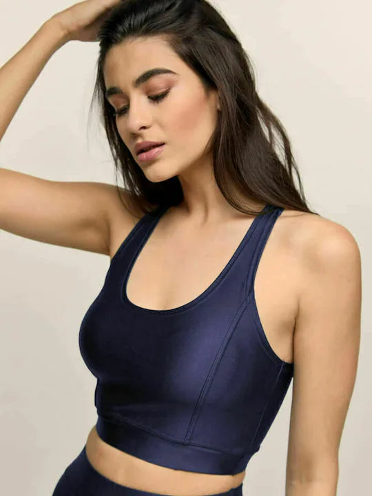 Μονόχρωμο Μεταλλιζέ Μπλε Μπουστάκι Bodymove