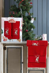 Σετ Πετσέτα Σώματος και Χεριών MERRY CHRISTMAS RED