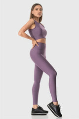 Μονόχρωμο Αθλητικό Σετ Fit Lilac Superstacy (Κολάν + Crop Top)