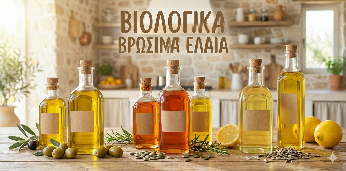 Βιολογικά βρώσιμα έλαια πλούσια σε βιταμίνες, μέταλλα και λιπαρά οξέα που είναι ζωτικής σημασίας για την ευημερία, την υγεία και την ομορφιά!