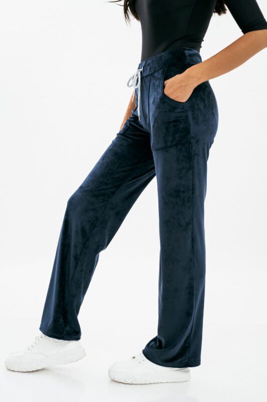 Bodymove Bελουτέ Ελαστικό Ίσιο Παντελόνι με Τσέπες Μπροστά