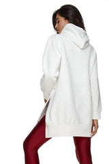 Bodymove Γυναικείο Τρίκλωνο Φούτερ Μπλουζοφόρεμα με Άνοιγμα στο Πλάι Λευκό