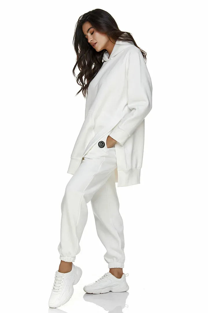 Bodymove Γυναικείο Τρίκλωνο Φούτερ Μπλουζοφόρεμα με Άνοιγμα στο Πλάι Λευκό