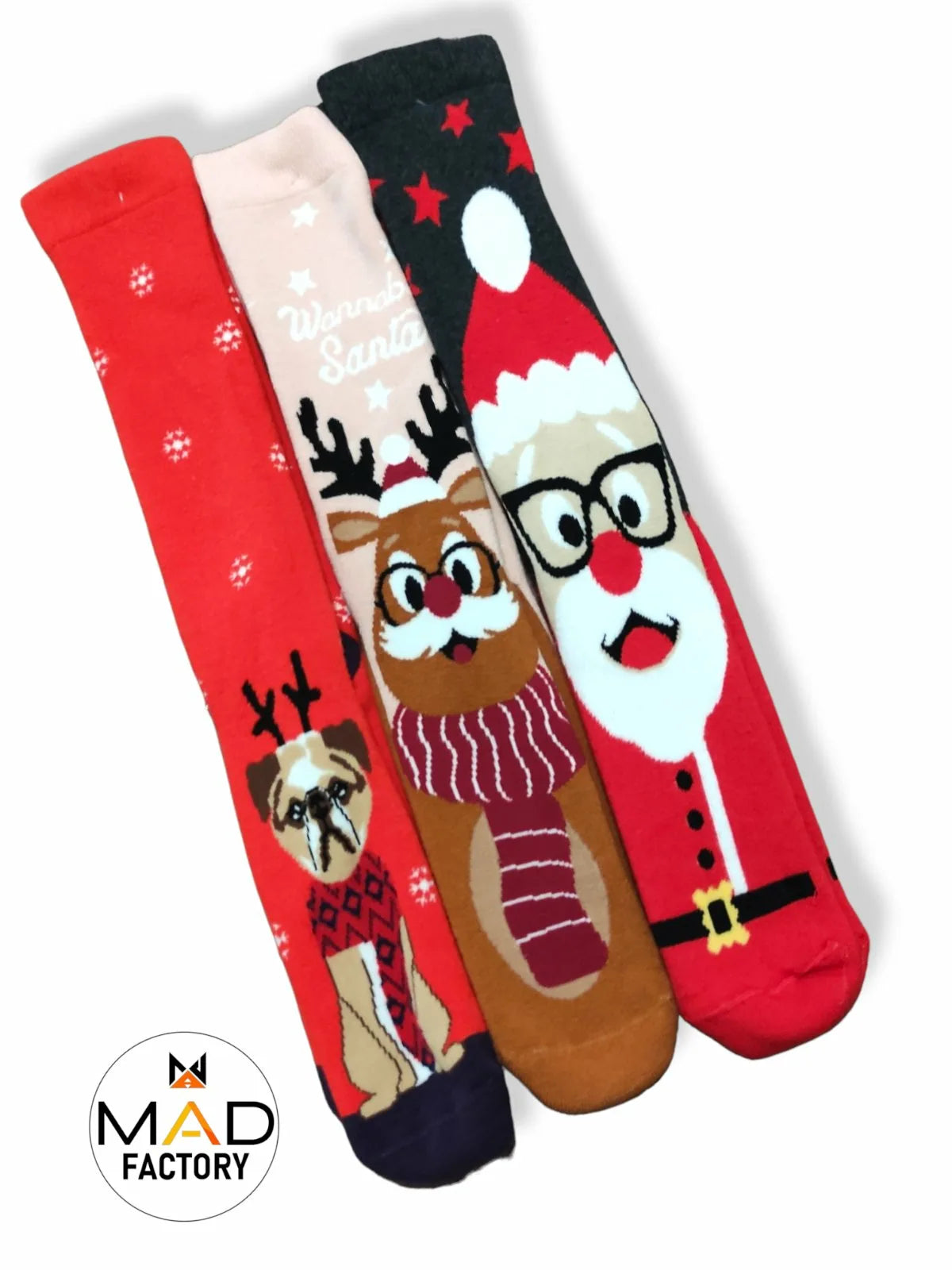 Κάλτσες Χριστουγεννιάτικες Wanna Be Santa Mad Socks  Σετ 3 τμχ