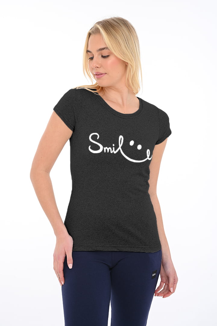 Bodymove Μακό Γυναικείο T-shirt με Στάμπα SMILE