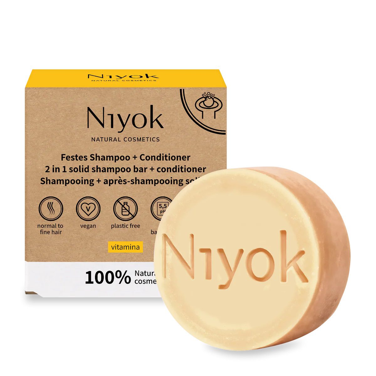 Niyok | Στερεό Σαμπουάν & Conditioner Vitamina – Με άρωμα εσπεριδοειδών