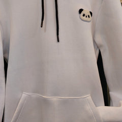Madfactory Panda Φούτερ Μπλούζα Λευκο Με Τσέπη Μάρσιππό