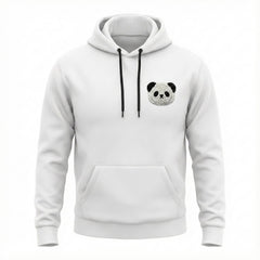 Madfactory Panda Φούτερ Μπλούζα Λευκο Με Τσέπη Μάρσιππό