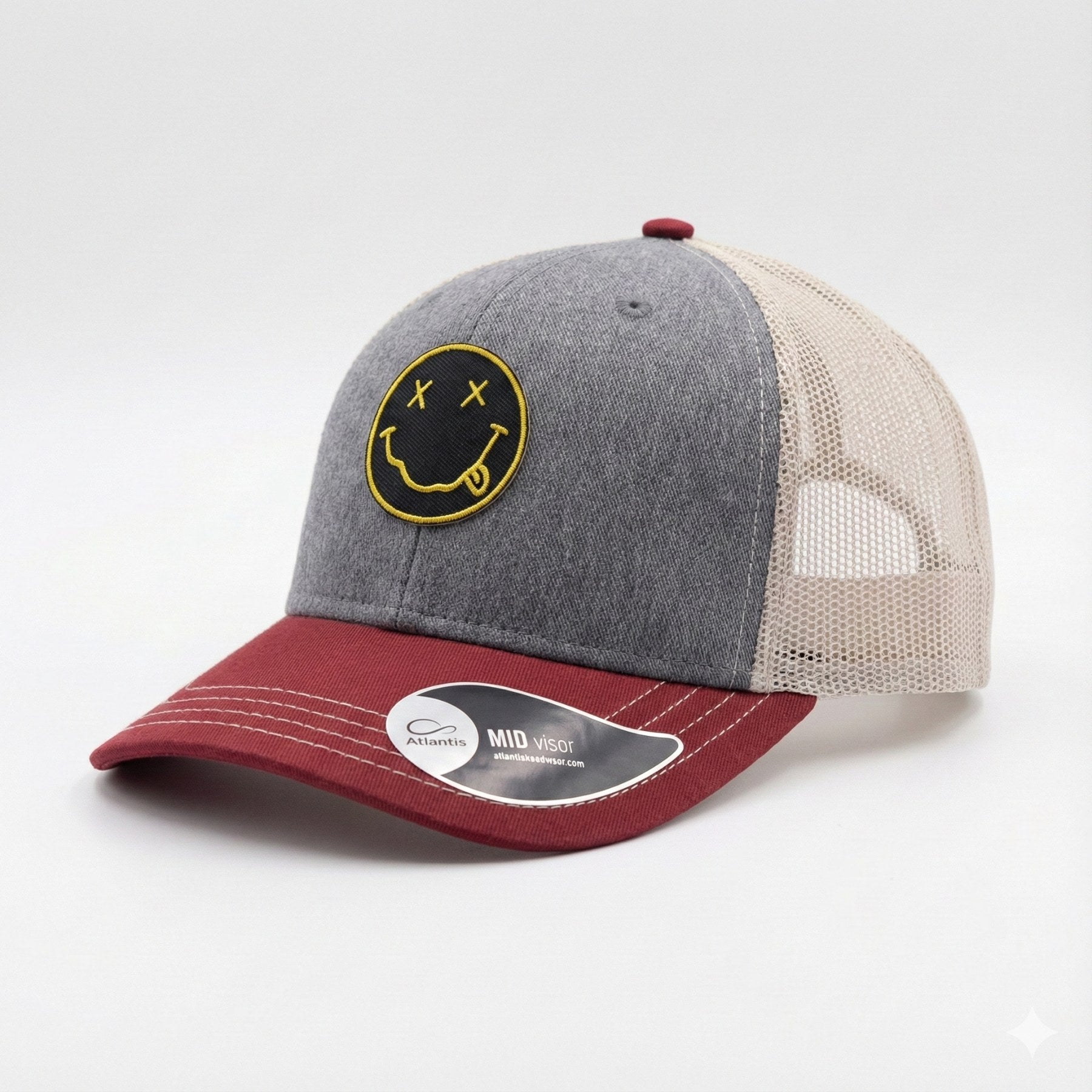 Nirvana Smile Caps Grey - Cardinal Red One Size Με Δίχτυ | Madfactory