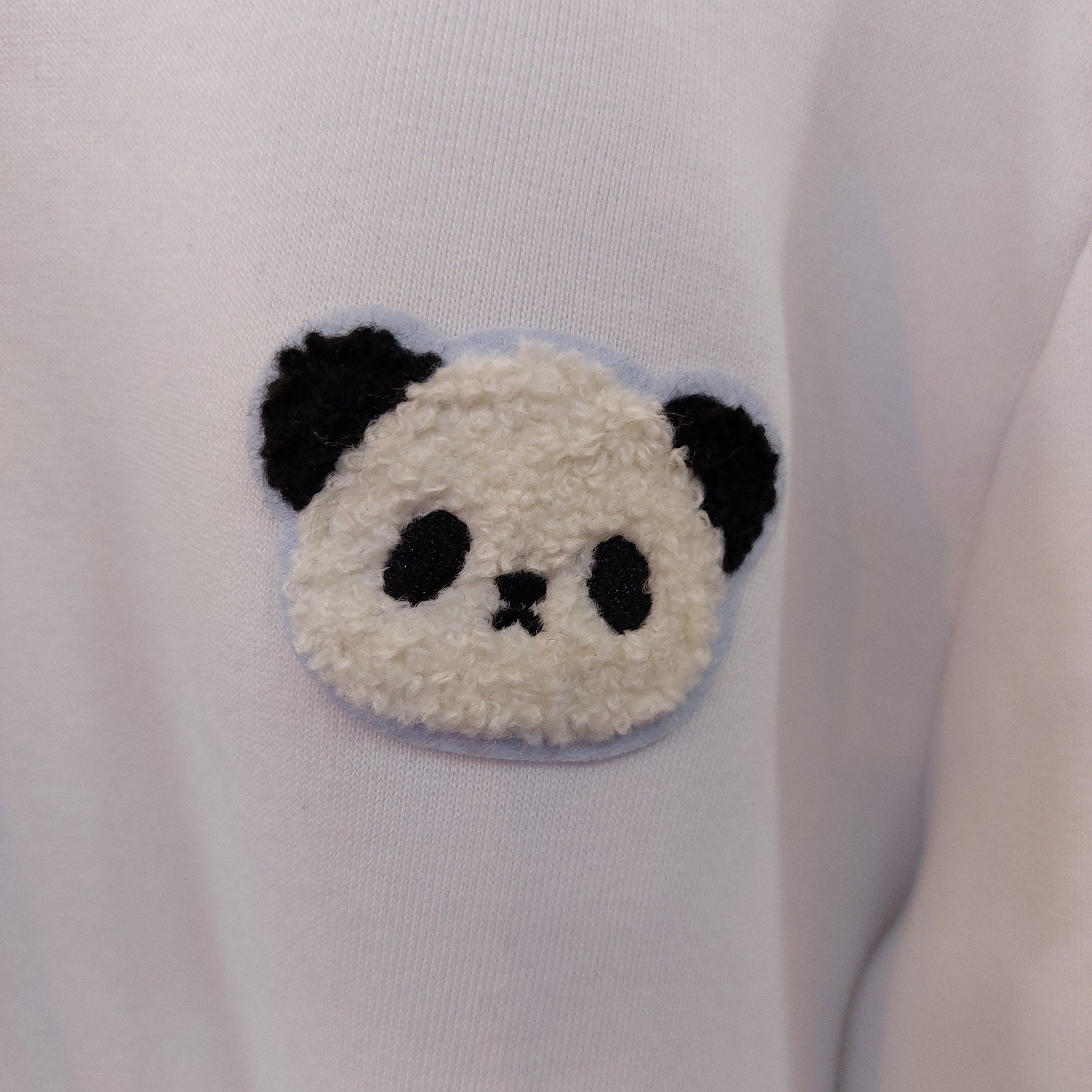 Madfactory Panda Φούτερ Μπλούζα Λευκο Με Τσέπη Μάρσιππό