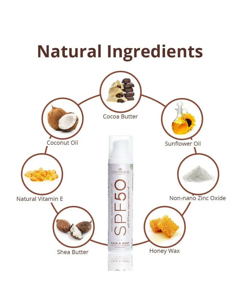 Natural Sunscreen Lotion SPF 50 Cocosolis Organic