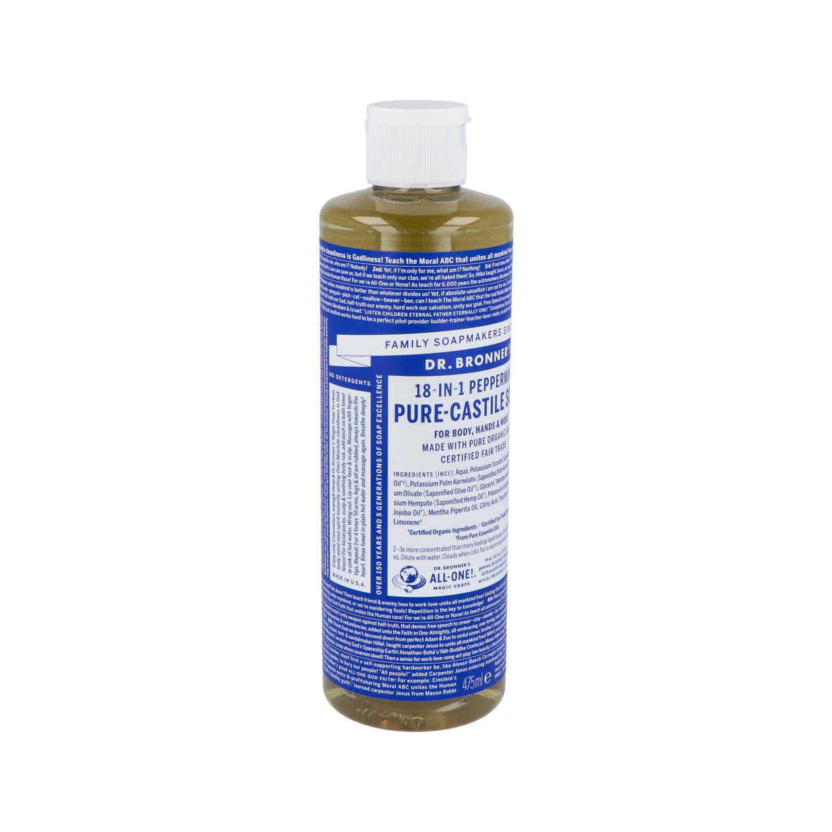 Αγνό Υγρό Σαπούνι Καστίλλης Με Μέντα Dr.Bronner's 475ml