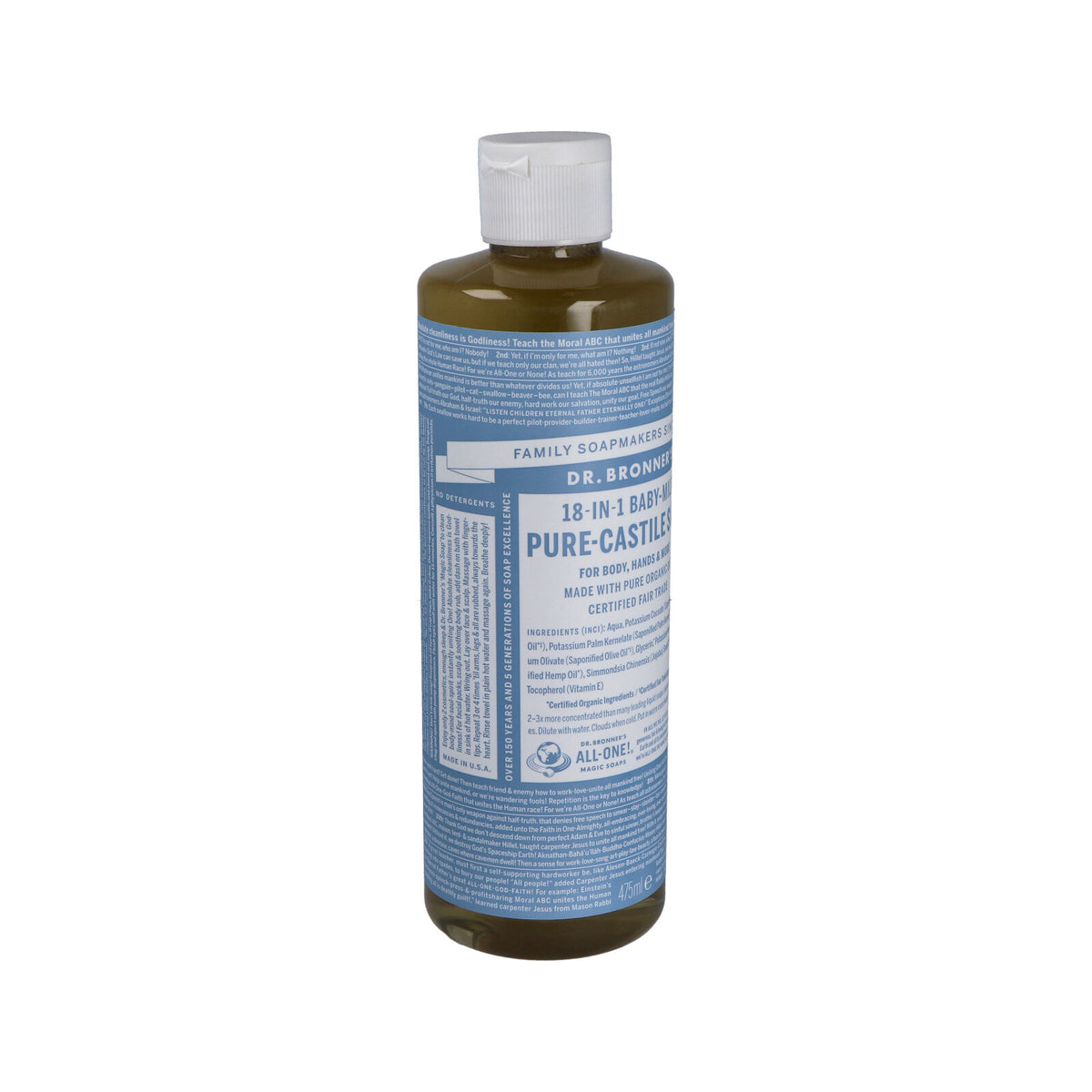 Dr.Bronner's Αγνό Υγρό Σαπούνι Καστίλλης Άοσμο 473ml